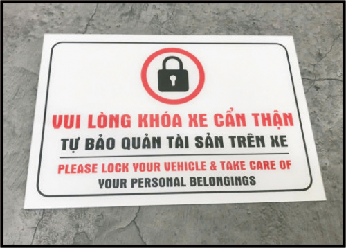Biển Khóa Xe Cẩn Thận